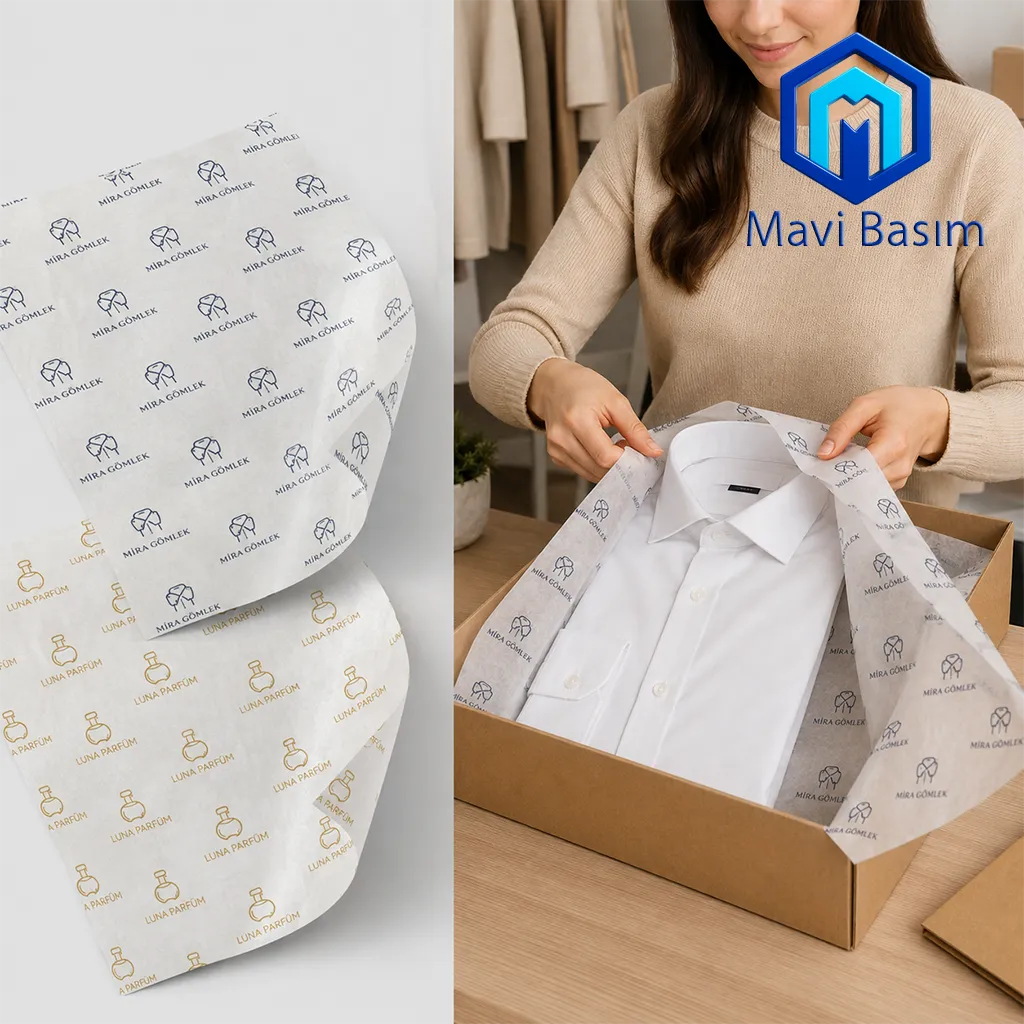 30 gr pelür kâğıdıyla tekstil ürünü ve kutu içi sarım uygulaması