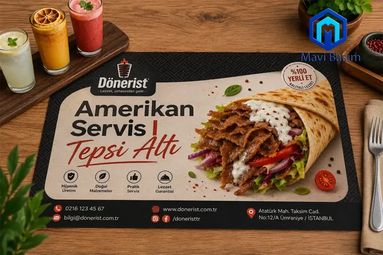 Logolu ve QR Menülü Kağıt Servis Altlığı Baskısı