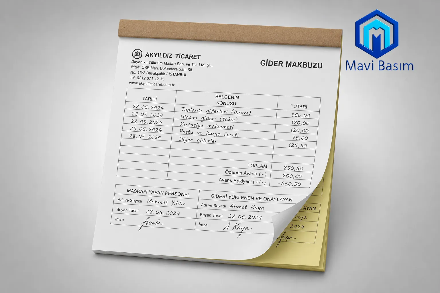 Otokopili Gider Makbuzu Örneği Otokopili gider makbuzu baskı