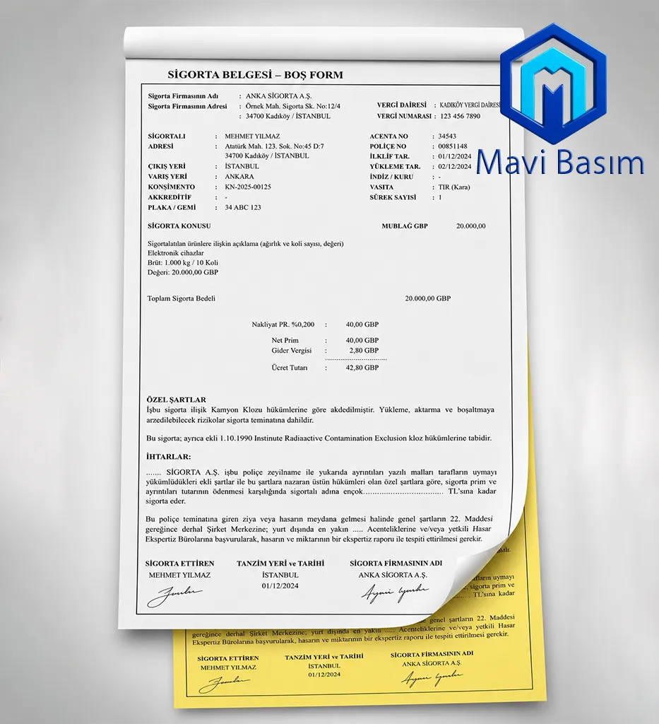 Sigorta koçanı basımı