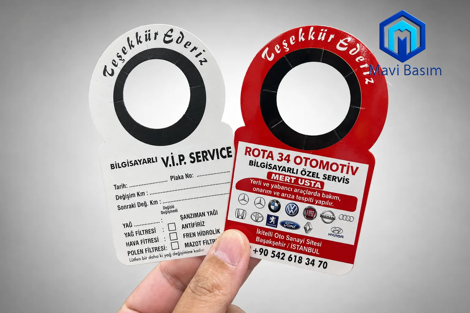 Yağ Kartı Arka Yüz Kurumsal Logo ve Telefon Baskısı